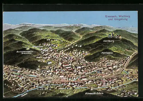 Künstler-AK Eisenach, Wartburg und Umgebung