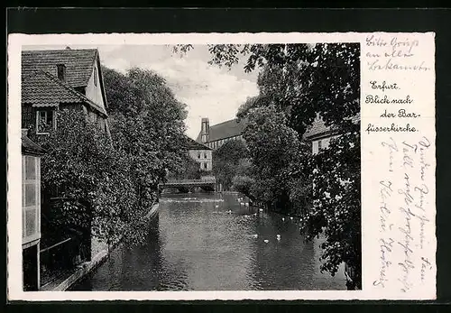 AK Erfurt, Blick nach der Barfüsserkirche