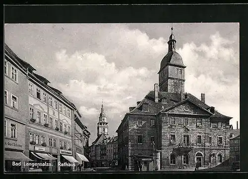 AK Bad Langensalza, Ortspartie mit Rathaus