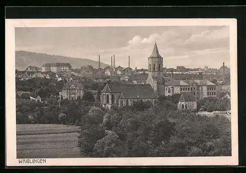 AK Waiblingen, Ortsansicht mit Kirche