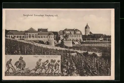 AK Freyburg a. U., Berghotel Edelacker, Sage vom Edelacker