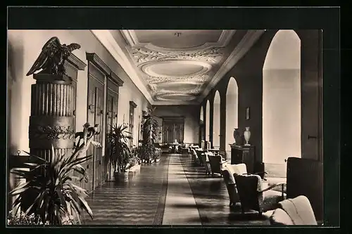 AK Stolberg /Harz, FDGB-Erholungsheim Comenirs, Innenansicht Wandelgang