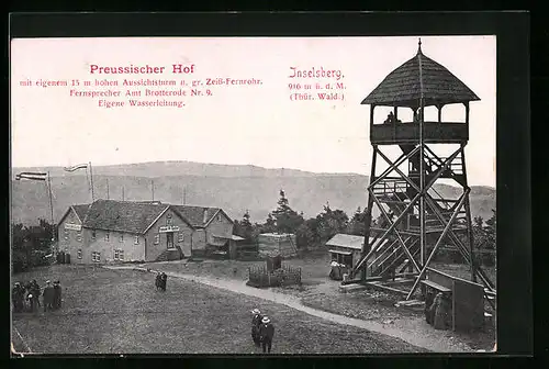AK Inselsberg /Thür., Gasthof Preussischer Hof, Aussichtsturm