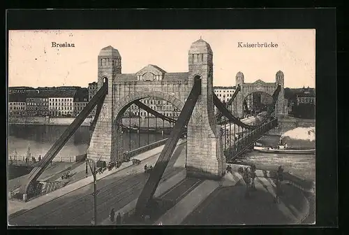 AK Breslau, Partie mit der Kaiserbrücke
