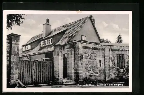 AK Gernrode /Harz, Eingang des Cyriakus-Heim