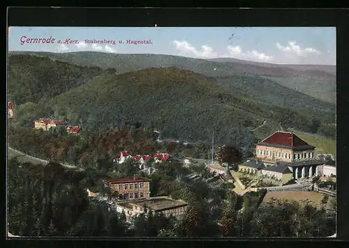 AK Gernrode /Harz, Ortspartie vor dem Stubenberg, Hagental