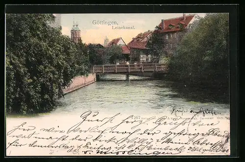 AK Göttingen, Leinekanal mit Brücke