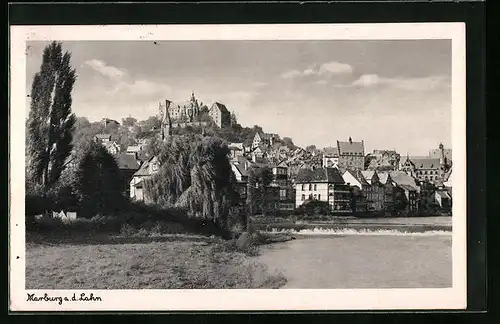 AK Marburg /Lahn, Teilansicht mit Burg