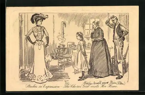 Künstler-AK Charles Dana Gibson: Studies in Expression - The Chorus Girl visits Her Home