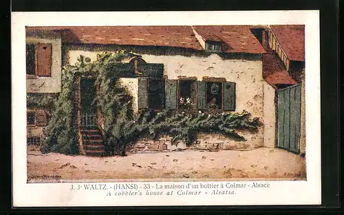 Künstler-AK Hansi: Colmar, Haus mit Fensterläden