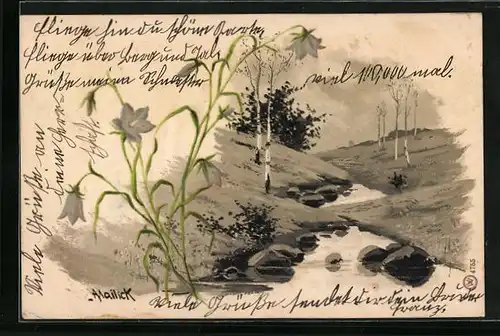 Künstler-AK Alfred Mailick: Birken am Bachufer