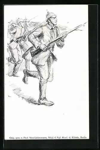Künstler-AK Max Liebermann: Soldaten beim Ansturm