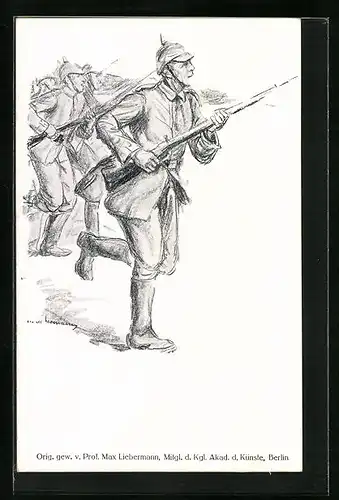 Künstler-AK Max Liebermann: Soldaten beim Ansturm