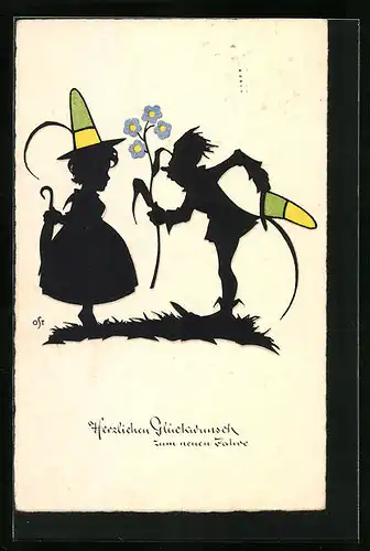 Künstler-AK A. Ost: Kleines Paar auf Wiese