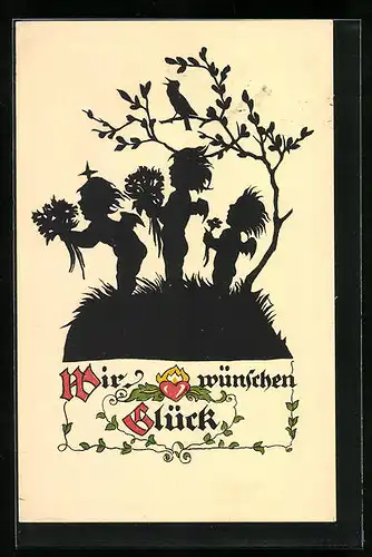 Künstler-AK Georg Plischke: Engel mit Blumensträussen