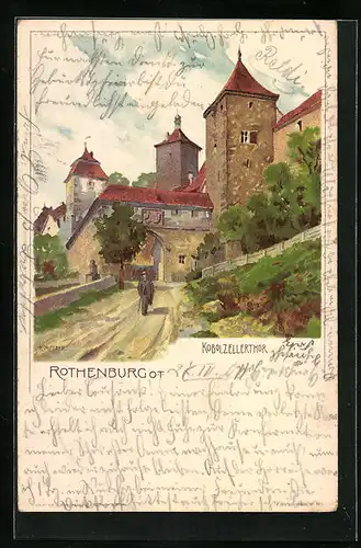 Künstler-AK Karl Mutter: Kobolzellertor in Rothenburg