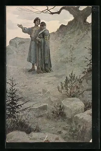 Künstler-AK S. Solomko: Gelöbnis in kahler Landschaft