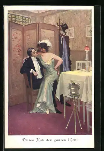 Künstler-AK Robert Schiff: Dieser Kuss der ganzen Welt!