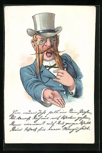 AK Herr mit Zylinder und Zwicker