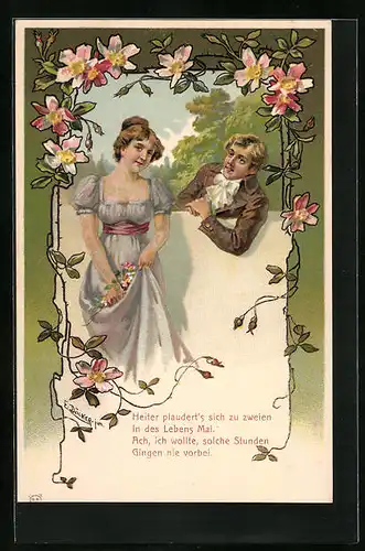 Künstler-AK E. Döcker: Junge Menschen beim Plaudern