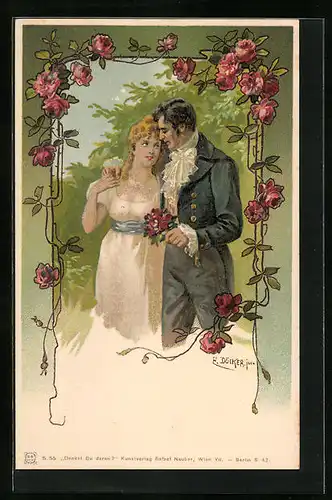 Künstler-AK E. Döcker: Junges Paar int rauter Zweisamkeit