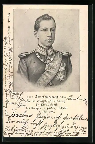 AK Kronprinz Wilhelm von Preussen in jungen Jahren
