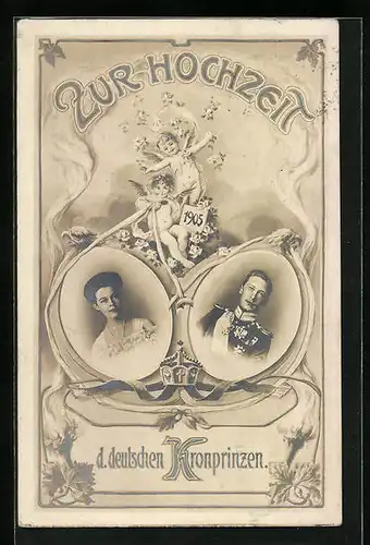 AK Kronprinz Wilhelm von Preussen und Gattin, Hochzeit 1905