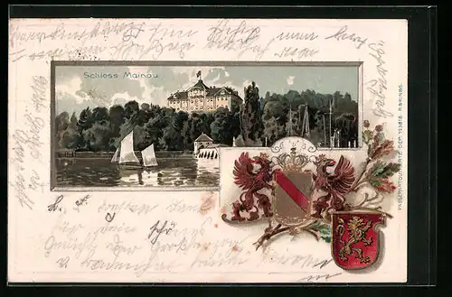 Passepartout-Lithographie Mainau, Schloss Mainau, Wappen