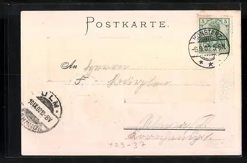 Passepartout-Lithographie Mainau, Schloss Mainau, Wappen