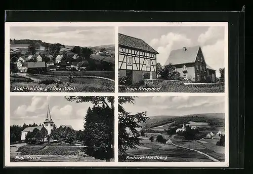 AK Heidberg /Bez. Köln, Strasse im Euel, Pastorat, Evangelische Kirche