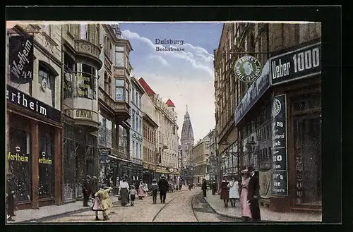 AK Duisburg, Beekstrasse mit Kaufhaus Wertheim