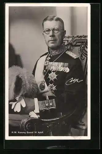 AK König Gustaf VI. Adolf von Schweden in Uniform