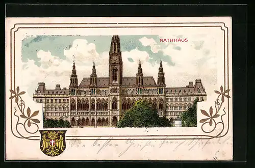 Lithographie Wien, Rathaus, Wappen