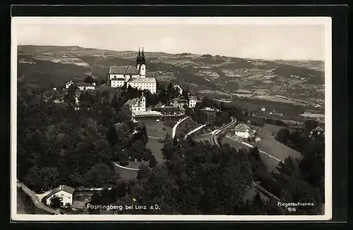 AK Pöstlingberg, Ortspartie mit Kirche, Fliegeraufnahme