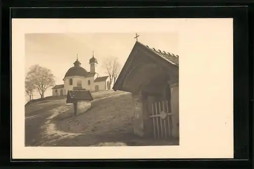 AK Arzl, Blick zum Kalvarienberg