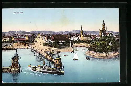 AK Konstanz, Dampfer verlässt den Hafen