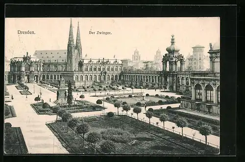 AK Dresden, Zwinger aus der Vogelschau