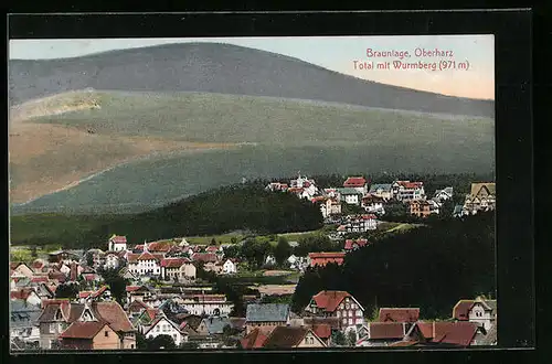 AK Braunlage / Harz, Gesamtansicht mit Wurmberg