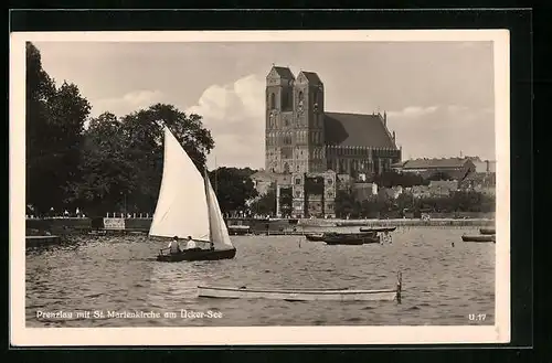 AK Prenzlau, St. Marienkirche am Ücker-See