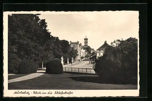 AK Neustrelitz, Blick in die Schlossstrasse