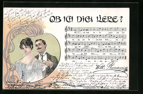 AK Mann gesteht der jungen Frau seine Liebe Ob ich Dich liebe?, Jugendstil