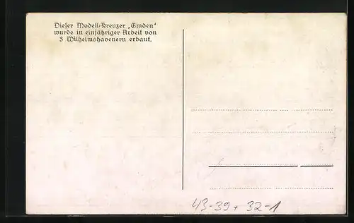 AK Wilhelmshaben, Mit Kreuzer Emden in die Welt 1933, Modellbau, Expedition