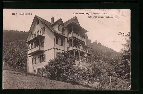 AK Bad Liebenzell, Haus Erika sag Volkshochschule seit 1920 ev. Jugendhaus