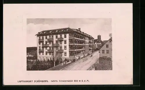 AK Schömberg /Wütt. Schwarzwald, Strassenpartie mit Gebäudeansicht