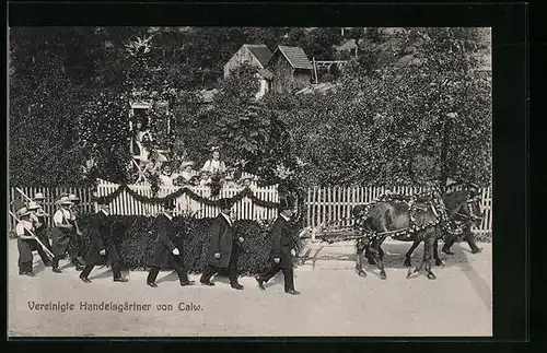 AK Calw, Landwirtschaftliches Bezirksfest 1912, Umzugswagen der Vereinigten Handelsgärtner von Calw