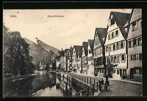 AK Calw, Bischoffstrasse mit Kindern