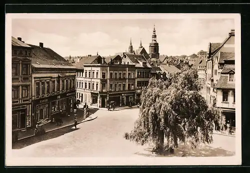 AK Eisleben, Strasse August-Bebel-Plan mit HO-Café