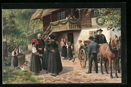 Künstler-AK Heinrich Hoffmann: Abschied vom Elternhaus