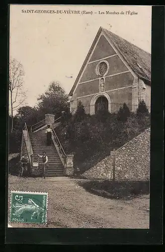 AK Saint-Georges-du-Vièvre, Les Marches de l`Église