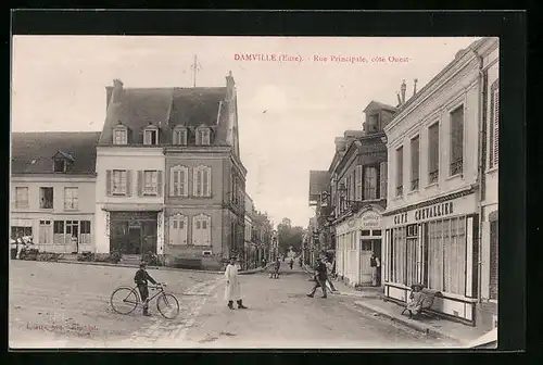 AK Damville, Rue Principale côté Ouest, Strassenpartie